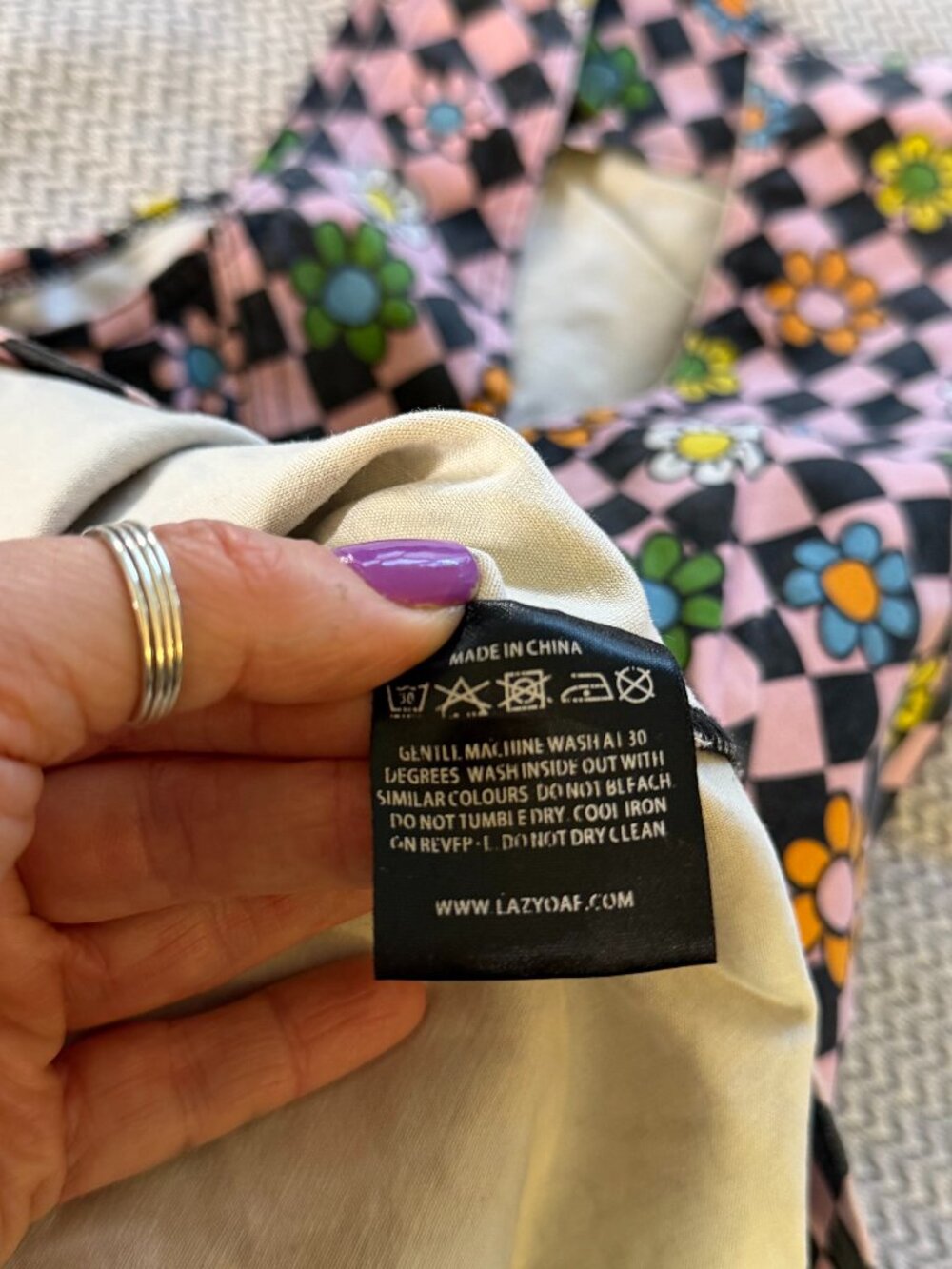 Lazy Oaf - Flower Check Zip Up Dress - 18 - Picture 2 of 7